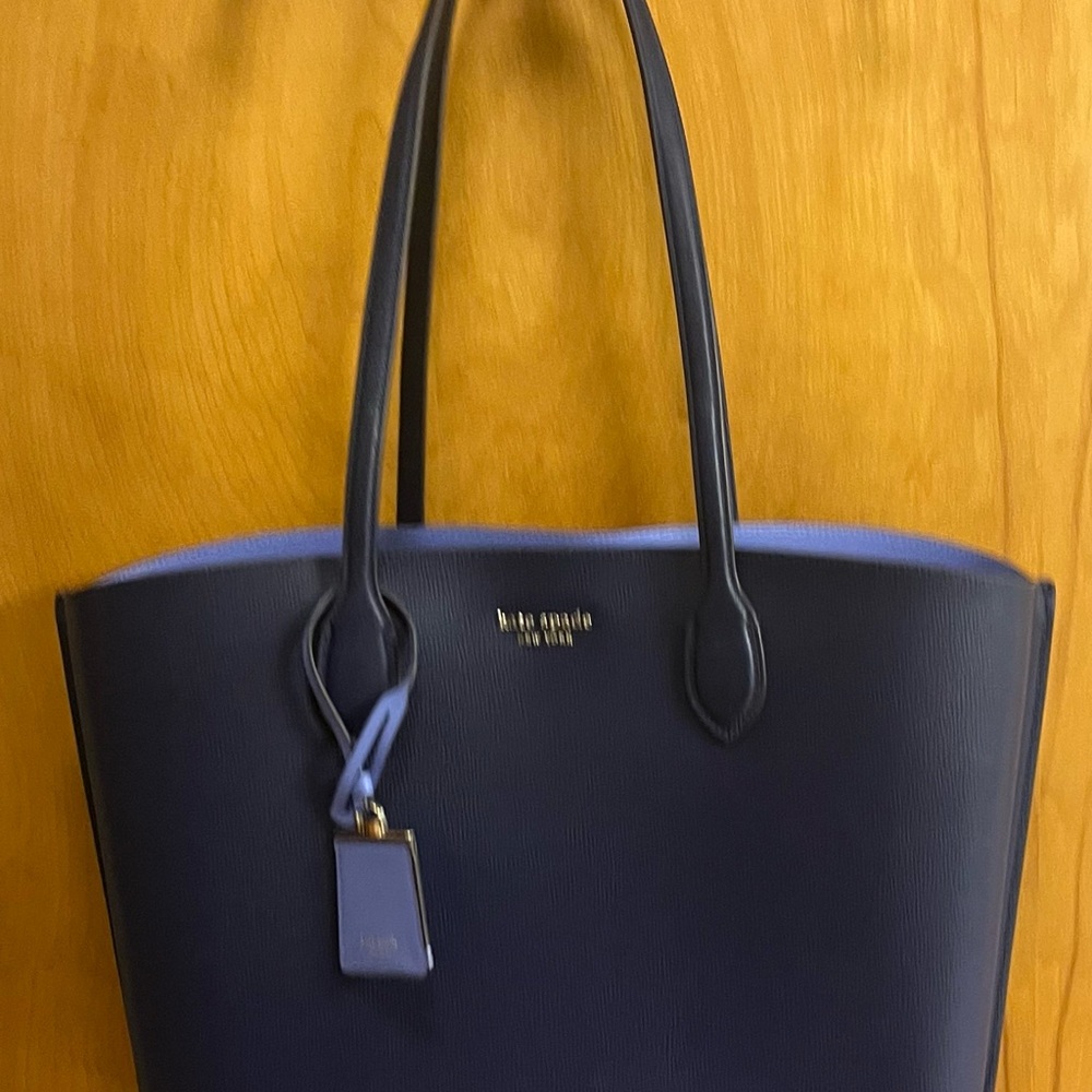Kate Spade Blue Leather Suite Work Tote Bag